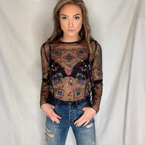 Forever 21. Small. Black/multi-colored. Mesh. NWT